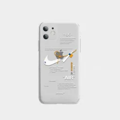 NIKE OFF WHITE TRANSPARENT CASE FOR IPHONE 11 PRO MAX XS XR XS X 8 7 6S PLUS - best-skins