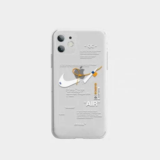 NIKE OFF WHITE TRANSPARENT CASE FOR IPHONE 11 PRO MAX XS XR XS X 8 7 6S PLUS - best-skins