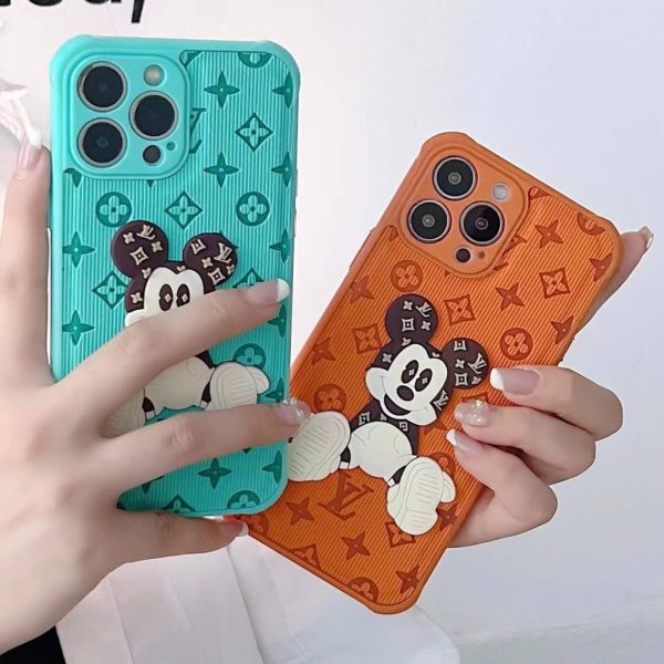Designer iPhone case featuring Mickey Mouse and LV monogram