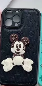 Iconic Mickey Mouse and Louis Vuitton iPhone case for fashion enthusiasts