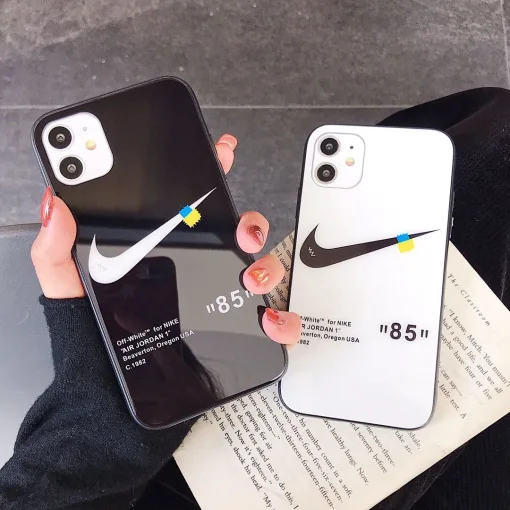 OFF WHITE X NIKE 85 TEMPERED GLASS IPHONE CASE - best-skins