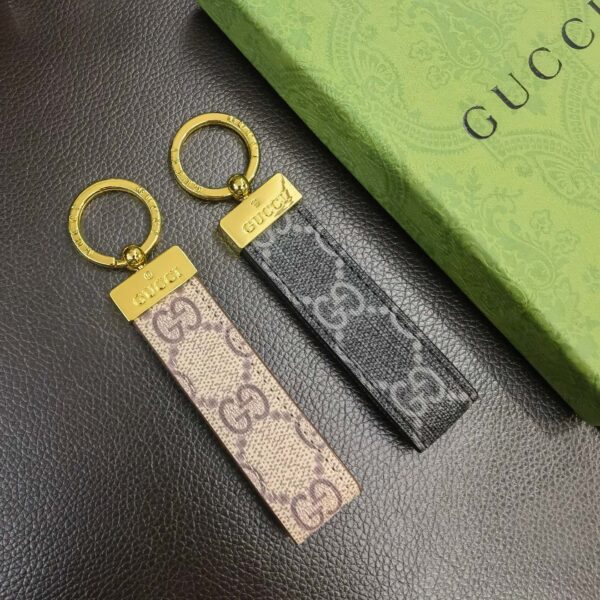 Close-up of luxury Gucci key chains featuring exquisite design and craftsmanship