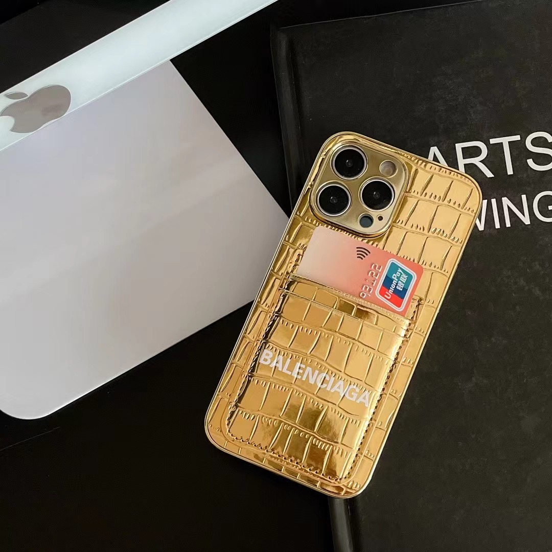 Balenciaga iPhone Case: Sleek Protection with Card Pocket – Keep your essentials in one place.