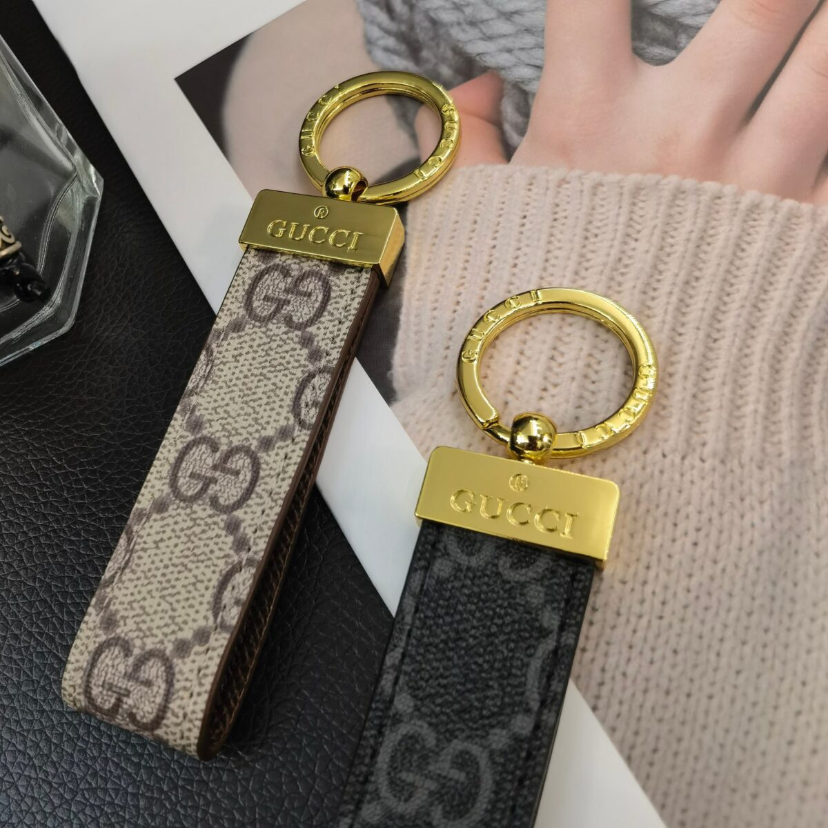 Gucci key chains: A fashionable ensemble of high-quality, designer key accessories.