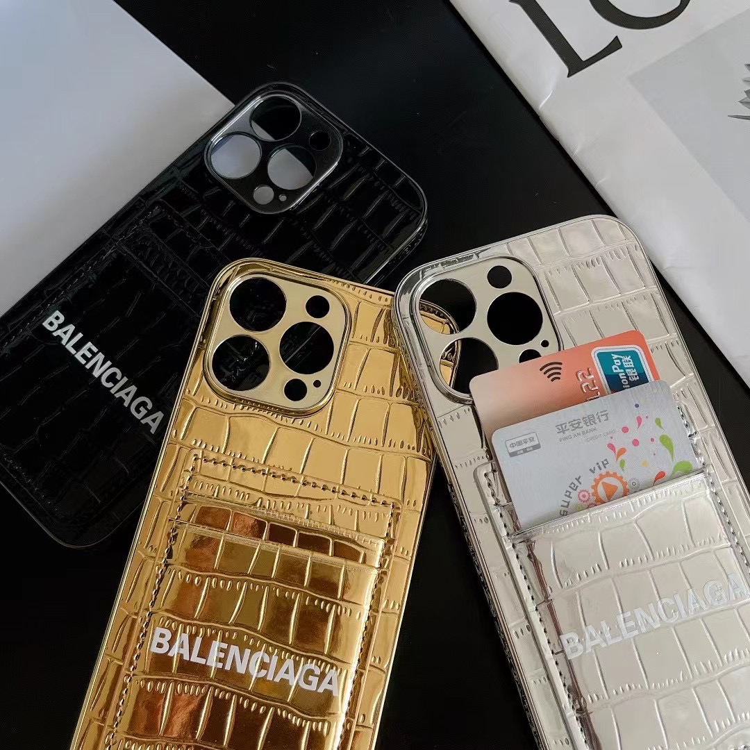 Balenciaga iPhone Case with Card Pocket – Fashion-forward design with a practical card holder.