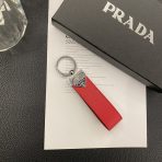 Prada Signature Luxury Keychain featuring embossed logo on leather