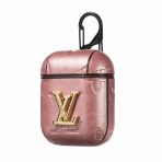 Iconic LV monogram pattern embossed on AirPods case