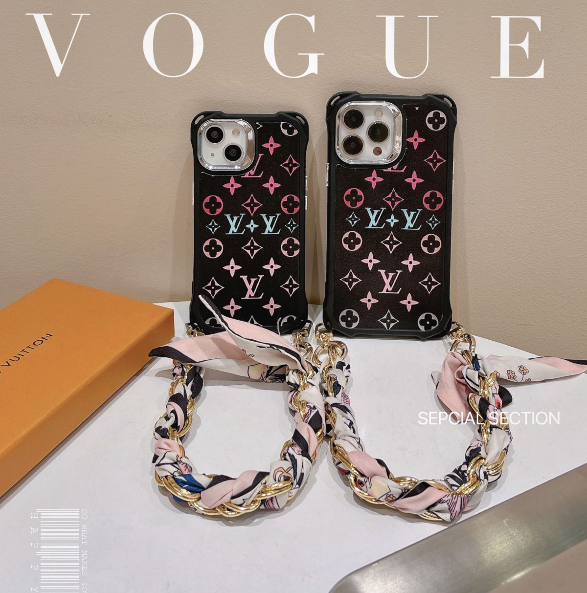 Luxury Louis Vuitton iPhone case with detachable chain