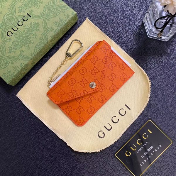 Close-up of GG monogram embossing on Gucci Signature Leather Wallet & Card Holder