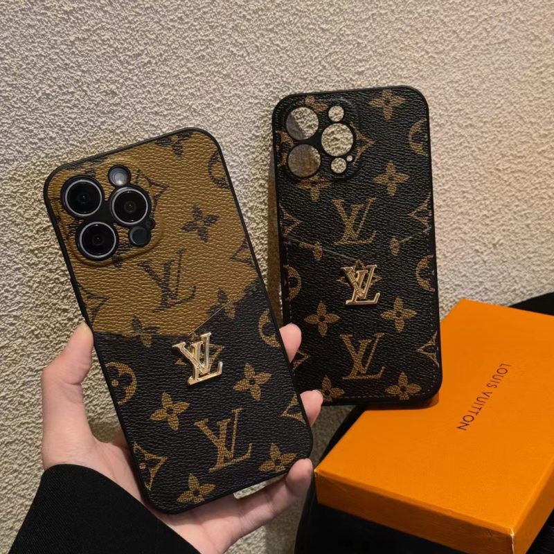 Sleek LV phone case with monogram design and card holder